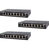 Netgear GS308-300PES, 3 pack switch Zwart