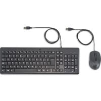 HP 150 muis en toetsenbord met kabel, desktopset Zwart, EU lay-out (QWERTY), Membraan, 1600 DPI
