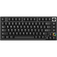 HelloGanss HS75T Black, toetsenbord Zwart, US lay-out, Gateron G Pro Silver, 75%, RGB leds, PBT Doubleshot keycaps, hot swap, 2,4 GHz / Bluetooth / USB-C