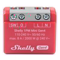 Shelly 1PM Mini Gen4 relais Rood, Bluetooth 4.2, Wi-Fi
