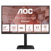 AOC Q27E4CV 27" monitor Zwart, 120 Hz, HDMI, DisplayPort, Audio, LAN, USB-HUB