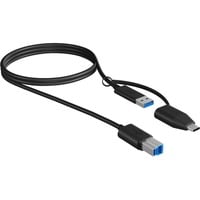 ICY BOX IB-CB032 USB-B > USB-A en USB-C kabel Zwart, 1 meter
