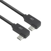 ACT Connectivity USB 3.2 USB-C (links/rechts haaks) naar USB-C (links/rechts haaks) kabel Zwart, 10 Gbit/s, 60W, 2 meter