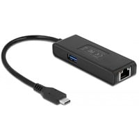 DeLOCK USB-C Adapter naar 2,5 Gigabit Lan met USB-A female Zwart
