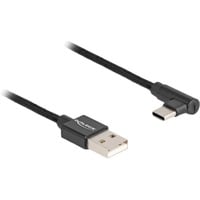 DeLOCK USB 2.0 Cable Type-A male to USB Type-C male angled, 3m kabel Zwart