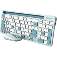 Qware Florence Draadloze Combo desktopset Lichtgroen, EU lay-out (QWERTY), Scissor switches, 80% (TKL), 1200 DPI, 2,4 GHz USB | Bluetooth