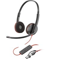 Poly Poly Blackwire 3220 Stereo USB-C Headset on-ear  Zwart, Incl. USB-C/A adapter