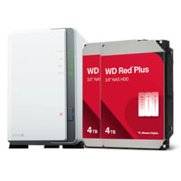 Synology DiskStation DS223j incl. 2x WD Red Plus 4 TB harde schijf nas Wit, 2x USB 3.2 Gen 1