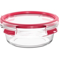 Emsa Clip & Close Glazen vershoudbakje, 0,6 L doos Transparant/rood, rond