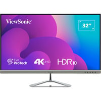 ViewSonic VX3276-4K-MHD-2 Frameless Entertainment Monitor 32" Zwart/zilver, 1x DisplayPort, 1x Mini DisplayPort