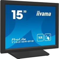 iiyama ProLite T1531SR-B1S 15" touchscreen monitor Zwart (mat), VGA, HDMI, DisplayPort, Audio