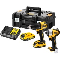 DEWALT Accu schroevendraaier combiset DCK2062D2T 18V klopboorschroevendraaier Geel/zwart, TSTAK Box II, 2 Li-ion XR accu's (2,0 Ah) inbegrepen