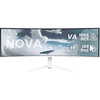 Arozzi Nova Curved 49" v2 UltraWide gaming monitor Wit, 1x DisplayPort, 2x HDMI, 1x USB-C, 2x USB-A, 165 Hz