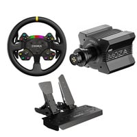 MOZA RS V2 stuurwiel + R12 V2 stuurbasis + SR-P Pedal Set (Throttle + Brake) Bundel Zwart, Basis, stuur en pedalen