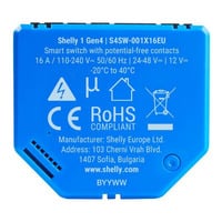 Shelly 1 Gen4 relais Blauw, Bluetooth, Wi-Fi