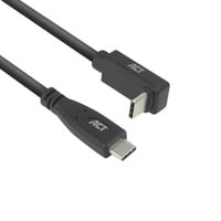 ACT Connectivity USB 3.2 USB-C (recht) naar USB-C (omhoog/omlaag haaks) kabel Zwart, 10 Gbit/s, 60W, 2 meter