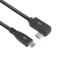 ACT Connectivity USB 3.2 USB-C (recht) naar USB-C (links/rechts haaks) kabel Zwart, 10 Gbit/s, 60W, 0,5 meter