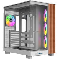 Thermaltake View 380 XL WS ARGB midi tower behuizing Wit/houtkleur | 2x USB-A | 1x USB-C | RGB | Tempered Glass