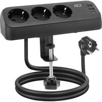 ACT Connectivity Stekkerdoos met 3 type-F stopcontacten stekkerdoos Zwart, 30W Power Delivery, USB Type-C/A poorten