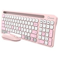 Qware Florence Draadloze Combo, desktopset Roze/wit, EU lay-out (QWERTY), Scissor switches, 1200 DPI, TKL, 2,4 GHz USB | Bluetooth