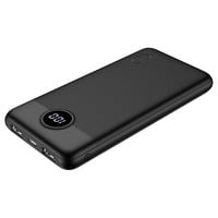 VEGER L10S 10000 mAh powerbank met digitaal display Zwart, PD 20W, QC 3.0, 2A, USB-A, USB-C, Micro-USB