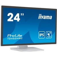 iiyama ProLite T2452MSC-W1 24" monitor Wit/zwart, Touch, HDMI, DisplayPort, USB, Audio