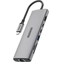 Sitecom 6 in 1 USB-C Multiport Adapter LAN dockingstation Grijs