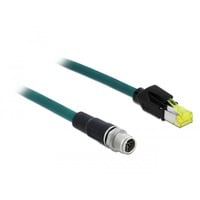 DeLOCK Netwerk kabel M12 8 pin X-coded > RJ45 Hirose plug PUR (TPU) Blauw, 5 meter