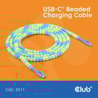 Club 3D USB-C Beaded Cable Blue, 2 meter kabel Roze