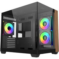 Cooler Master Elite 481 Wood midi tower behuizing Zwart/houtkleur | 2x USB-A | 1x USB-C | Tempered Glass