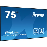 iiyama ProLite LH7565UHSB-B1 74.5" 4K Ultra HD Public Display Zwart, HDMI, DisplayPort, LAN, WiFi, Audio, USB, Android