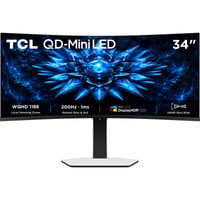 TCL 34C2A 34" curved gaming monitor Zwart, 1x DisplayPort, 2x HDMI, 1x USB-C, 2x USB-A, 200 Hz