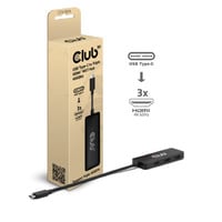Club 3D USB-C naar 3x HDMI hub Zwart