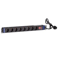 DSI 19 inch 8 voudige stekkerdoos met schakelaar Zwart, 8x stekker, voor 8 stekkers