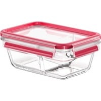 Emsa Clip & Close Glazen vershoudbakje, 0,8 L doos Transparant/rood, rechthoekig