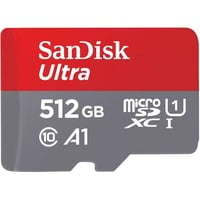 SanDisk Ultra 512 GB microSDXC geheugenkaart Grijs/rood, UHS-I U1, Class 10, A1