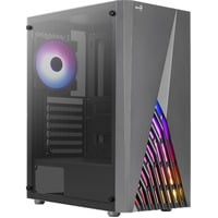 Aerocool Delta G-BK-v1 midi tower behuizing Zwart | 3x USB-A | RGB | Tempered Glass