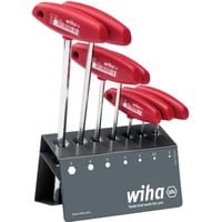 Wiha Stiftsleutelset met dwarsgreep Rood, 8-delig, zeskant, hoogglans vernikkeld, incl. werkbankhouder