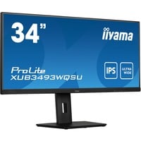 iiyama ProLite XUB3493WQSU-B5 34" UltraWide monitor Zwart, 75 Hz, UWQHD, HDMI, DisplayPort, USB, AMD FreeSync