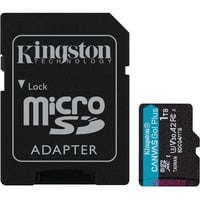 Kingston Canvas Go! Plus microSDXC 1 TB geheugenkaart Zwart, Incl. adapter, Class 10, UHS-I U3, V30, A2
