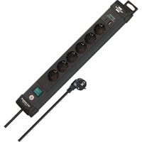 Brennenstuhl Premium-Line stekkerdoos 6-voudig met USB C PD 30W en USB A 18W stekkerdoos Zwart, 1x USB-A, 1x USB-C