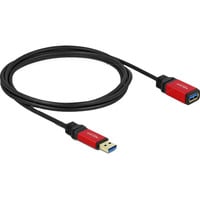 DeLOCK USB-A verlengkabel 5 Gbps Premium, 2 meter Zwart/rood