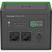 APC Schneider OffGrid draagbare Power station 500 powerstation Zwart/groen, PPS500-GR, Lithium-ion batterij 517Wh, 2x 230V 500W, 3x USB-A, 2x USB-C PD