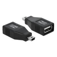 DeLOCK USB 2.0-A female naar mini USB male adapter Zwart