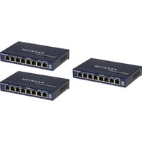 Netgear GS108GE, 3 pack switch Blauw, Retail