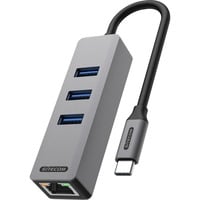 Sitecom USB-C naar Ethernet + 3x USB Hub dockingstation Grijs