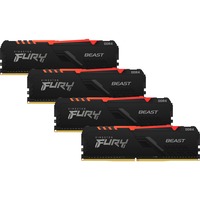 Kingston FURY 64 GB DDR4-3600 Quad-Kit werkgeheugen Zwart, KF436C18BBAK4/64, Beast RGB