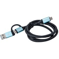 i-tec USB-C naar USB-C kabel met geïntegreerde USB-A 3.0 adapter Zwart/lichtblauw, 1 meter