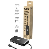 Club 3D 8-1 Portable Dock USB-C 10Gbps naar HDMI en DisplayPort dockingstation Zwart, 8K30Hz, PD Max.100 Watt