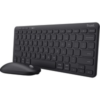 Trust Lyra Multi-Device Wireless Keyboard & Mouse, desktopset Zwart, US lay-out, Scissor switches, 800 - 1.600 dpi, 2,4 GHz USB, Bluetooth, 65%